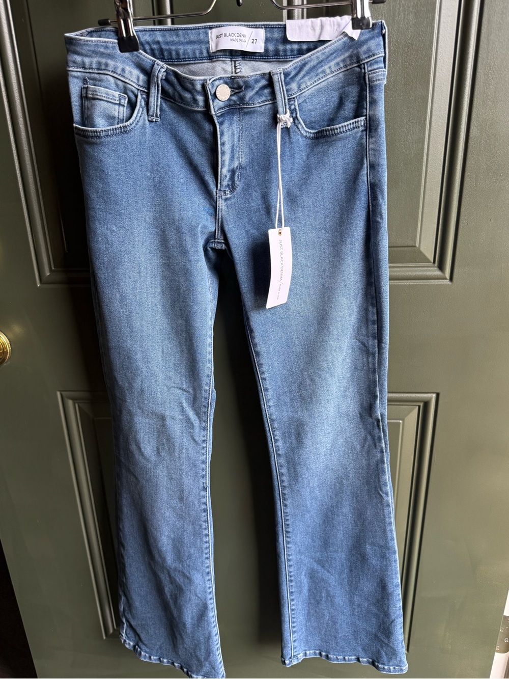Just Black Denim High Rise Flare Jeans Medium Wash Size 27 NWT Made in USA